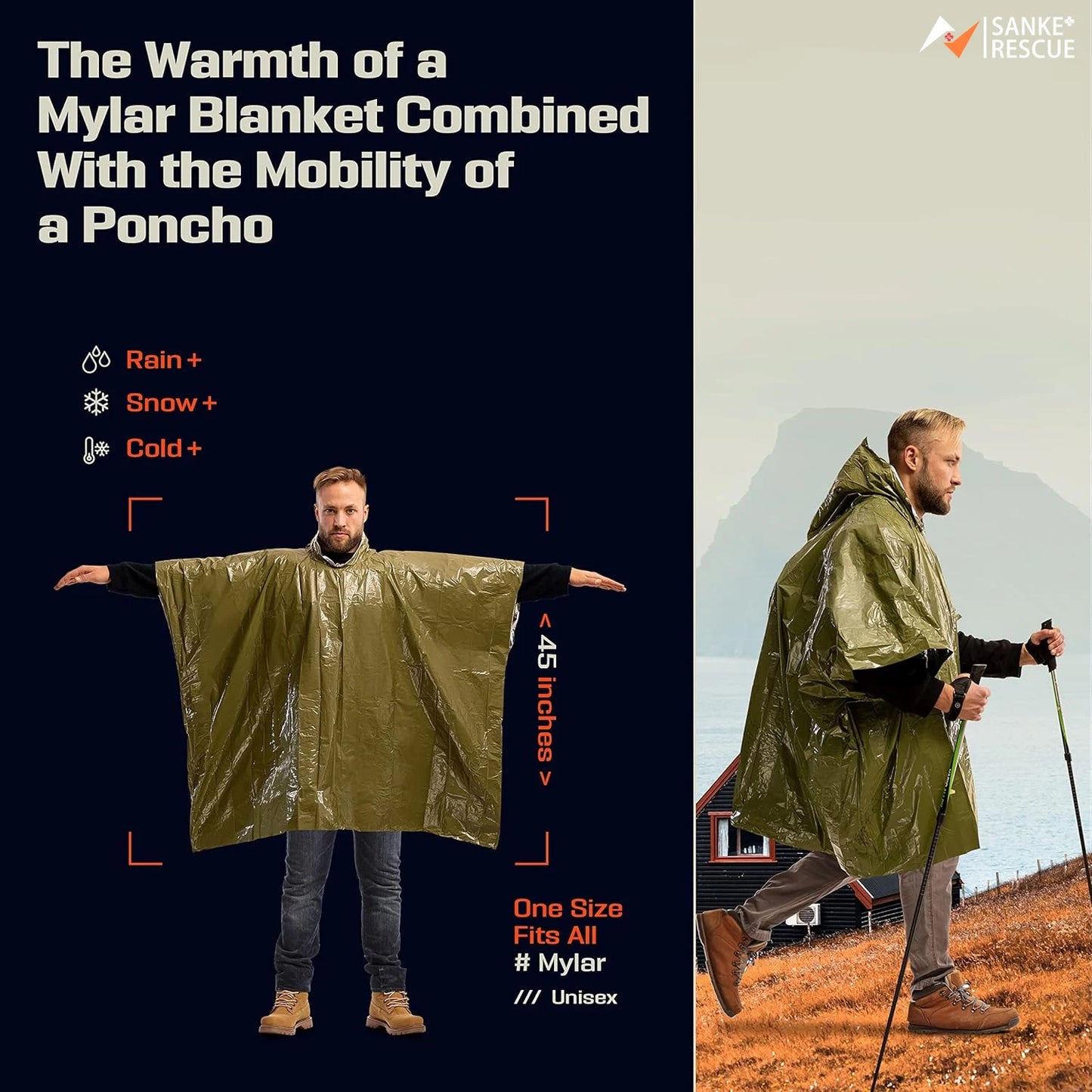 3 In 1 Outdoor Military Raincoat Hooded Sleeve Waterproof