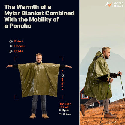 3 In 1 Outdoor Military Raincoat Hooded Sleeve Waterproof