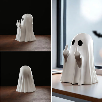 Cute Middle Finger Ghost Statue, Small Halloween