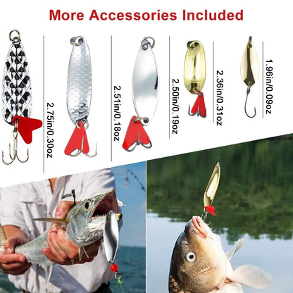 10PCS/Set Gold And Sliver Metal Jig Spoon Spinner Fishing