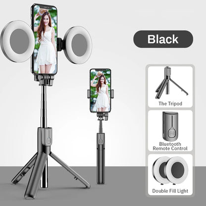 4in1 Wireless bluetooth compatible Selfie Stick LED Ring light