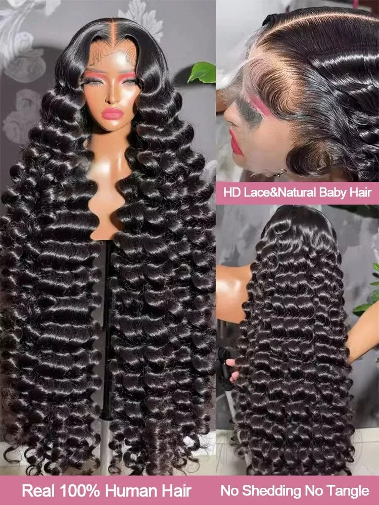 30 40 Inch Loose Deep Wave 13x6 HD Lace Front Human Hair