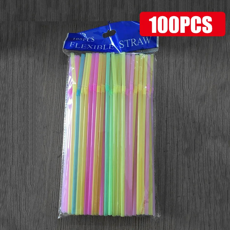 50-1000Pcs Drinking Straws Colorful & Black