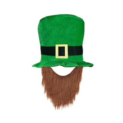 Saint Patricks Day Top Hat Holiday Fake Beard Green