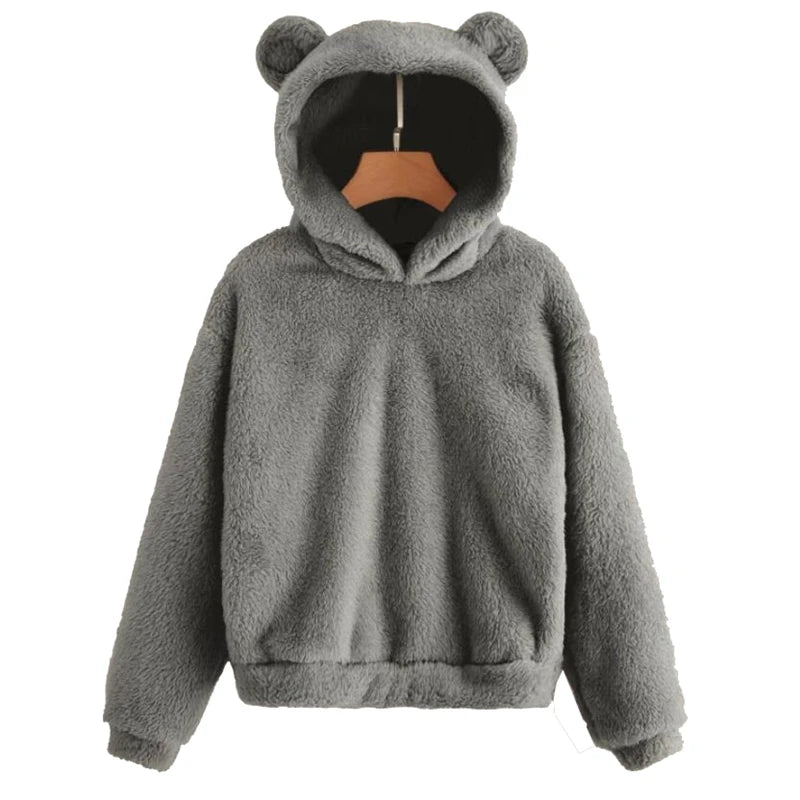 Winter Korean Fashion Bear Ears Cute Loose Hoodi\y