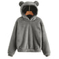 Winter Korean Fashion Bear Ears Cute Loose Hoodi\y
