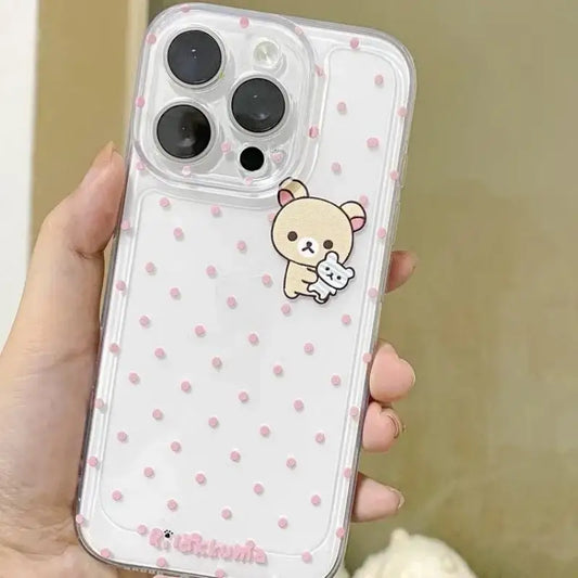 Cartoon Cute Easy Bear Pink Polka Dots Phone Case