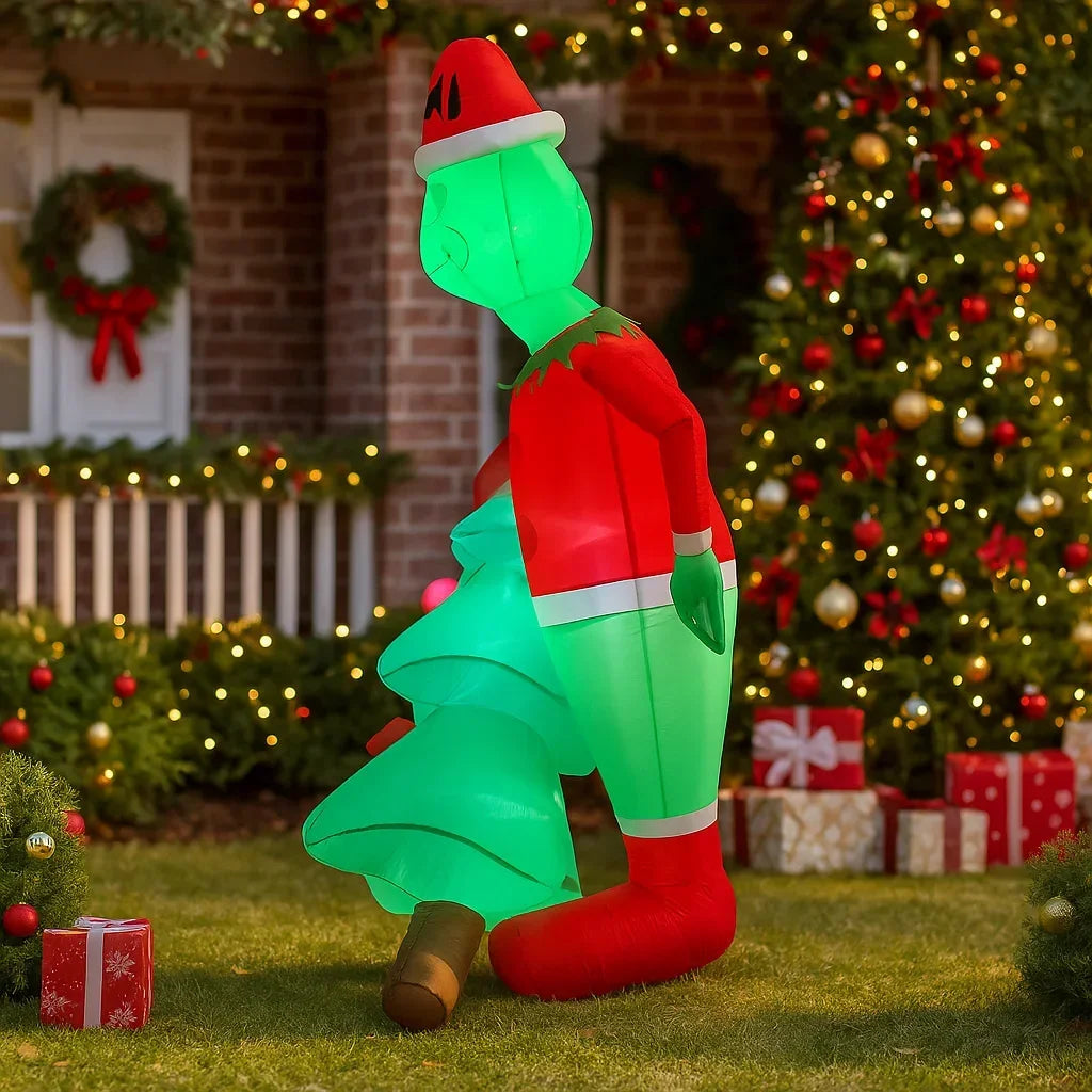 2.1M/6.8FT Grinch Holding Christmas Tree Inflatable