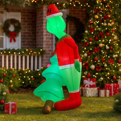 2.1M/6.8FT Grinch Holding Christmas Tree Inflatable