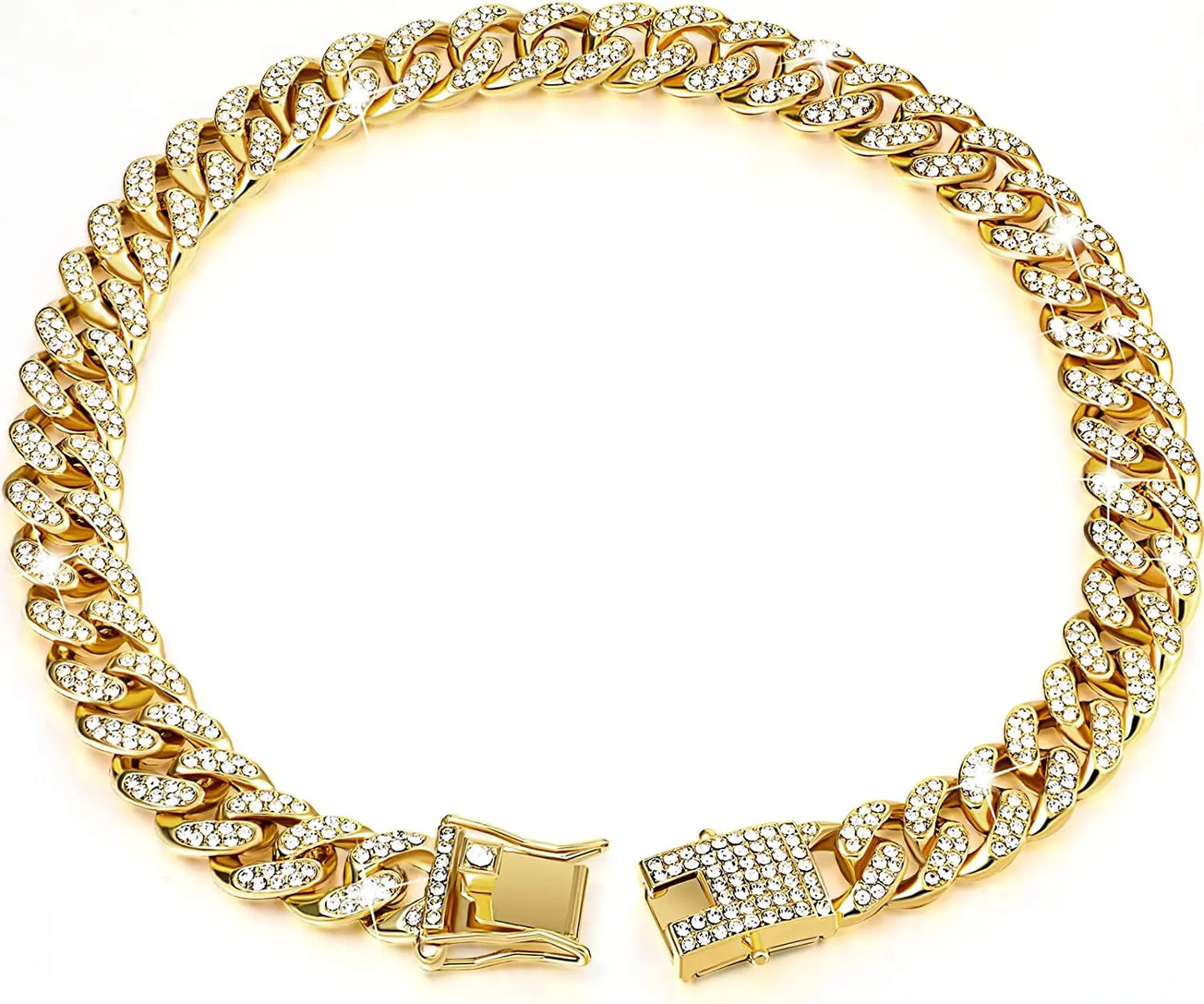 Luxury Cuban Link Cat Necklace Jewelry Rhinestone Collar Cat