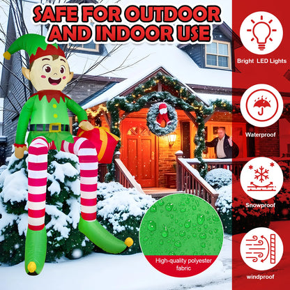 8FT Christmas Inflatables Outdoor Decorations, Christmas Inflatable Sitting Elf