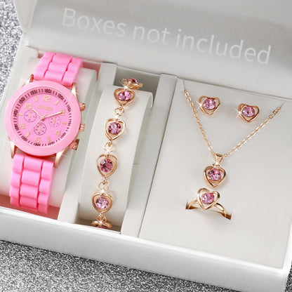 5/6PCS Women Watches Fashion Silicone Band Women