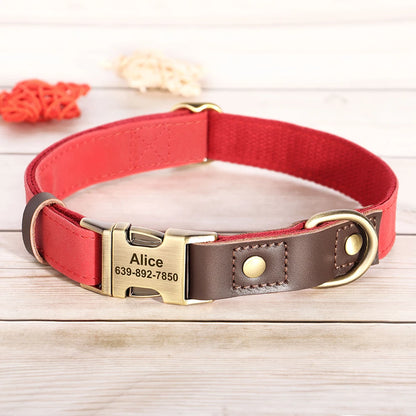 Free Custom PU Leather Dog Collar Engraved Dog Collars