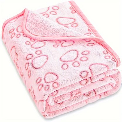 1pcs Ultra-Soft Paw Print Dog Blankets - Machine Washable,