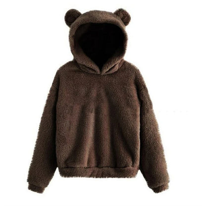 Winter Korean Fashion Bear Ears Cute Loose Hoodi\y