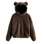 Winter Korean Fashion Bear Ears Cute Loose Hoodi\y