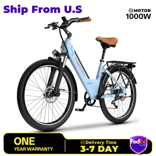 Cybervelo EK2 26" Electric E Bike with 7-Speed,1000
