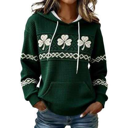 st patricks day women hoodie green clover