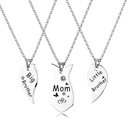 3 PCS Mom Big Sister Littler Sister Heart Matching Necklace