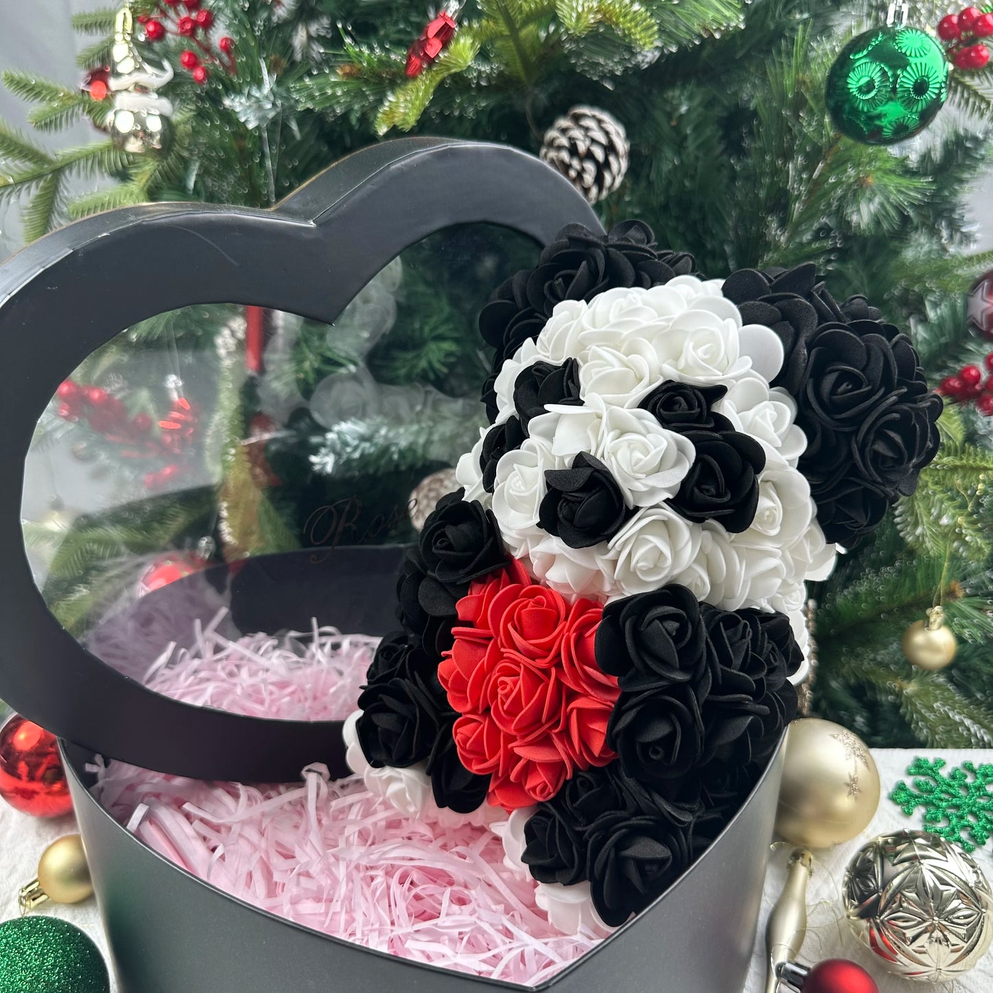 25cm Artificial Teddy Rose Flower Bear with Box Romantic