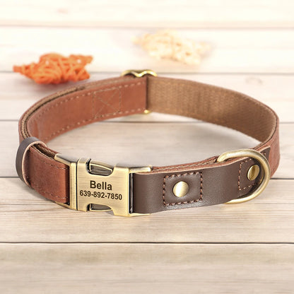 Free Custom PU Leather Dog Collar Engraved Dog Collars