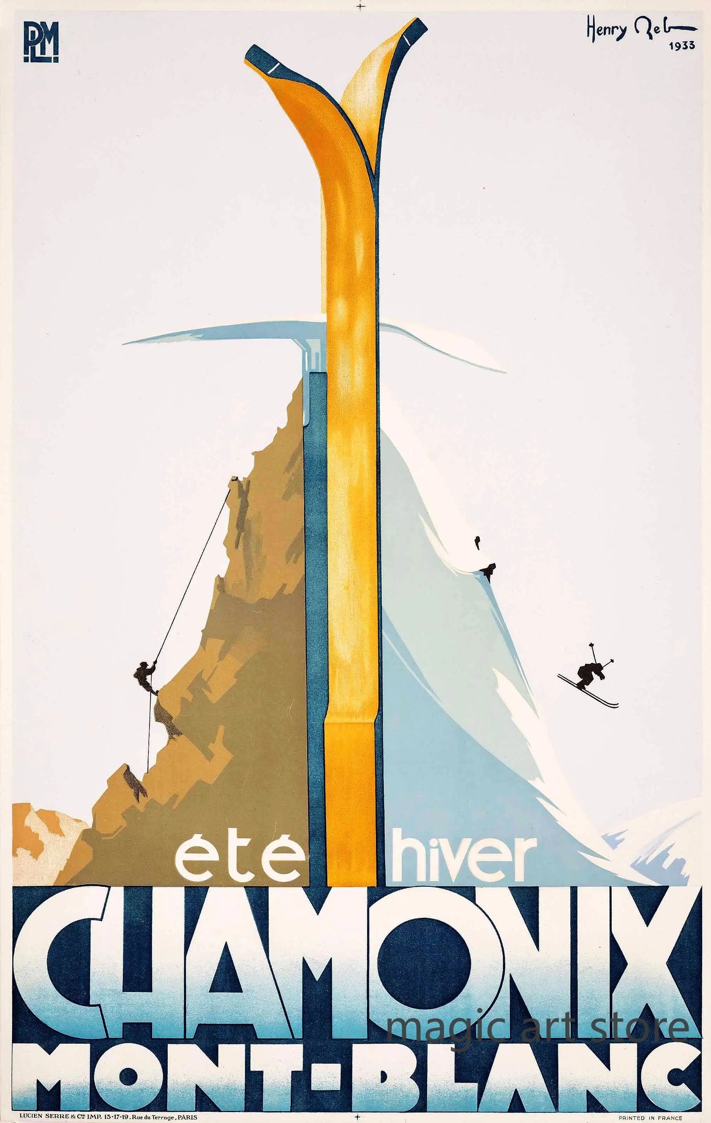 Retro Zermatt Chamonix Skiing Art Poster Vintage Australia