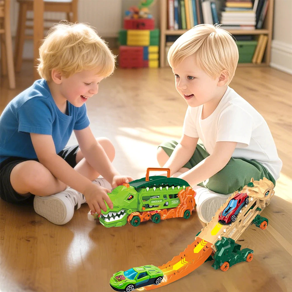 Transport Dinosaur Truck with Foldable Sliding Race