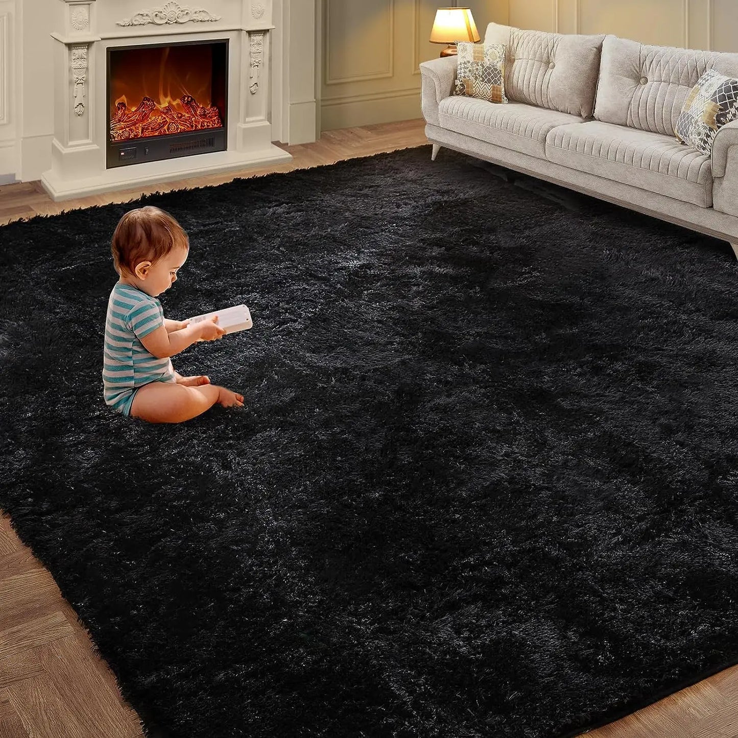 VIKAMA Tie-Dye Plush Carpet Living Room Decoration Soft Fluffy