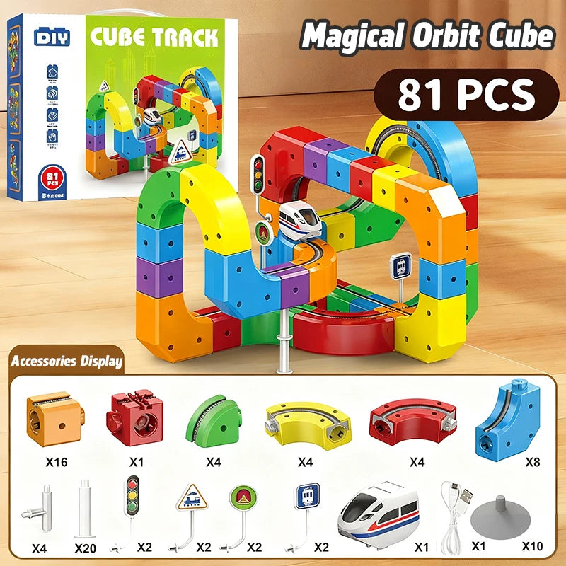 New 51PCS Magical Track Train USB Rechargeable 3D