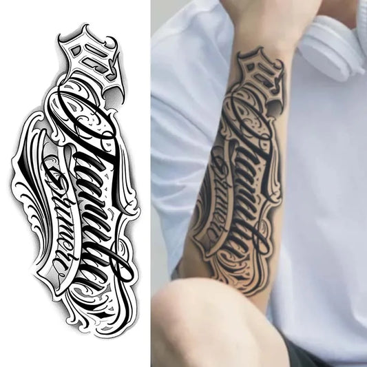 1Pc Handwritten Font Arm Waterproof Temporary Tattoo,