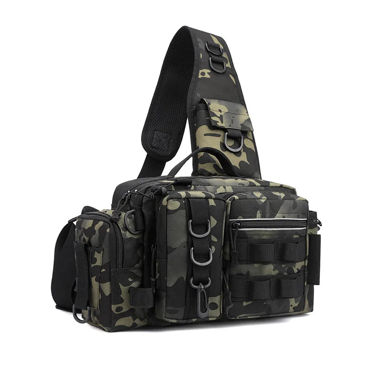 Fishing gear backpack with bait box equipment storage bag