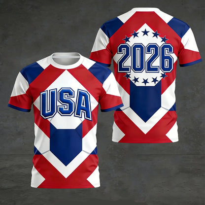 2026 USA Soccer T Shirt 3D Print American Flag Football