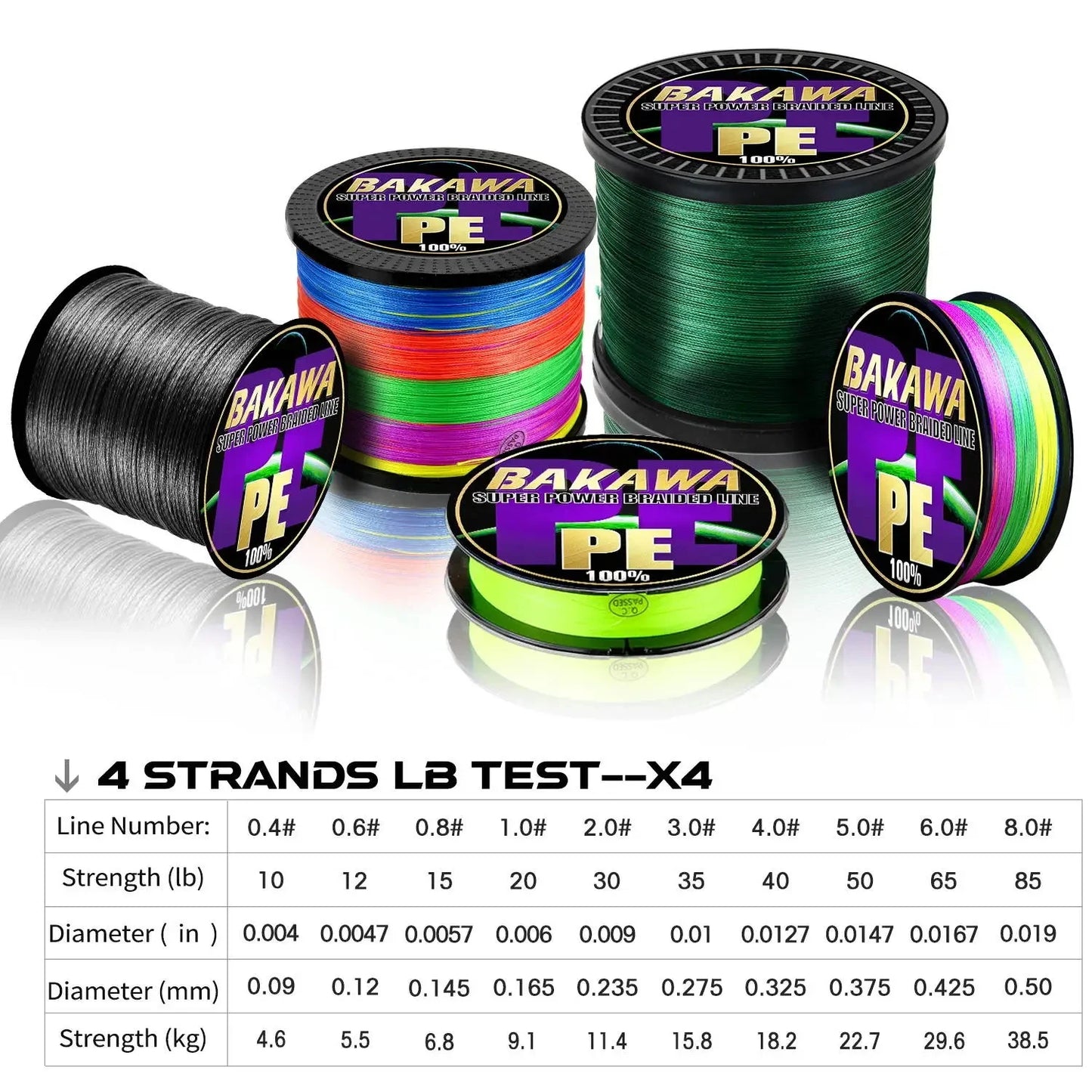 BAKAWA  4 Strands Braided Fishing Lines Multifilament Pesca