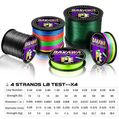 BAKAWA  4 Strands Braided Fishing Lines Multifilament Pesca