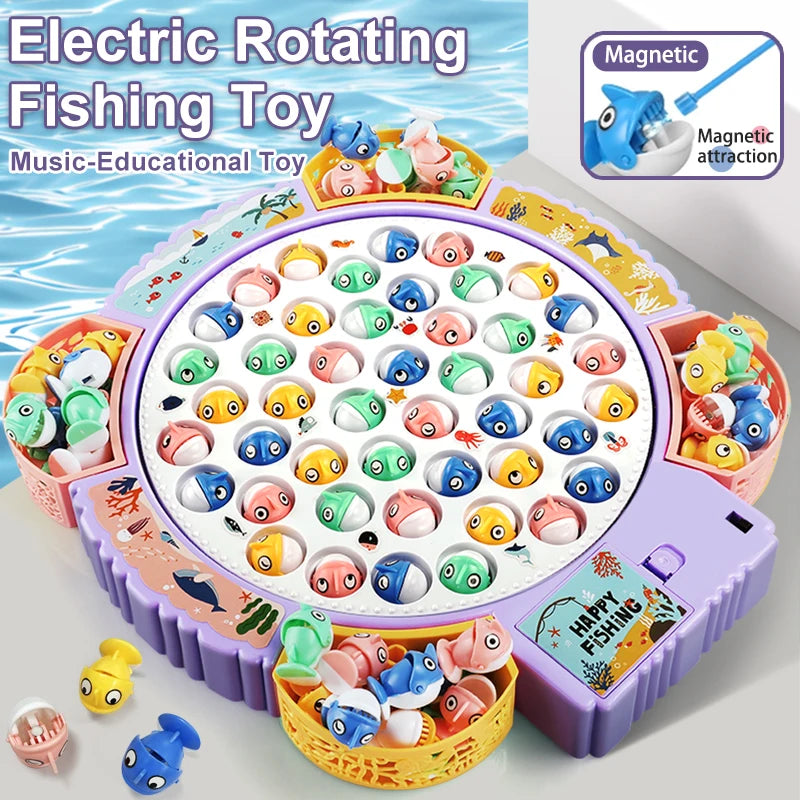 Magnetic Rotating Fishing Game Plate - Fishing Toy with Music