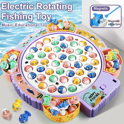 Magnetic Rotating Fishing Game Plate - Fishing Toy with Music