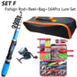 1.2M Fishing Rod Full Kits Telescopic Sea Spinning Reel Lure Set