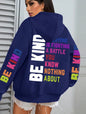 Be Kind Hoodies Women Letter Prints Winter Fleece Warm