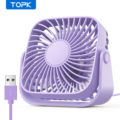 TOPK 4Inch USB Mini Portable Fan for Camping,3 Speeds QuietFAN