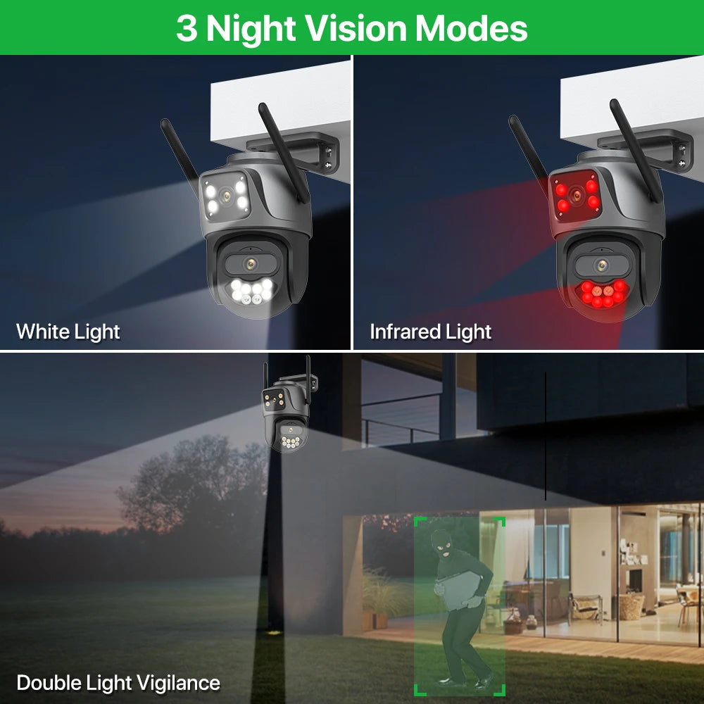 6K 9MP HD IP Camera Outdoor Three-Lens External