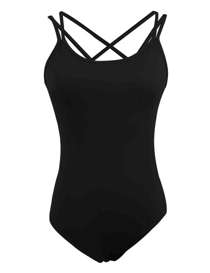 Women Double Camisole Ballet Leotards Black Gymnastic
