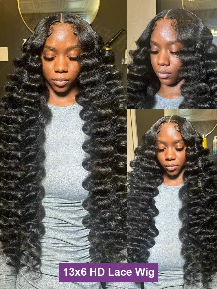 30 40 Inch Loose Deep Wave 13x6 HD Lace Front Human Hair