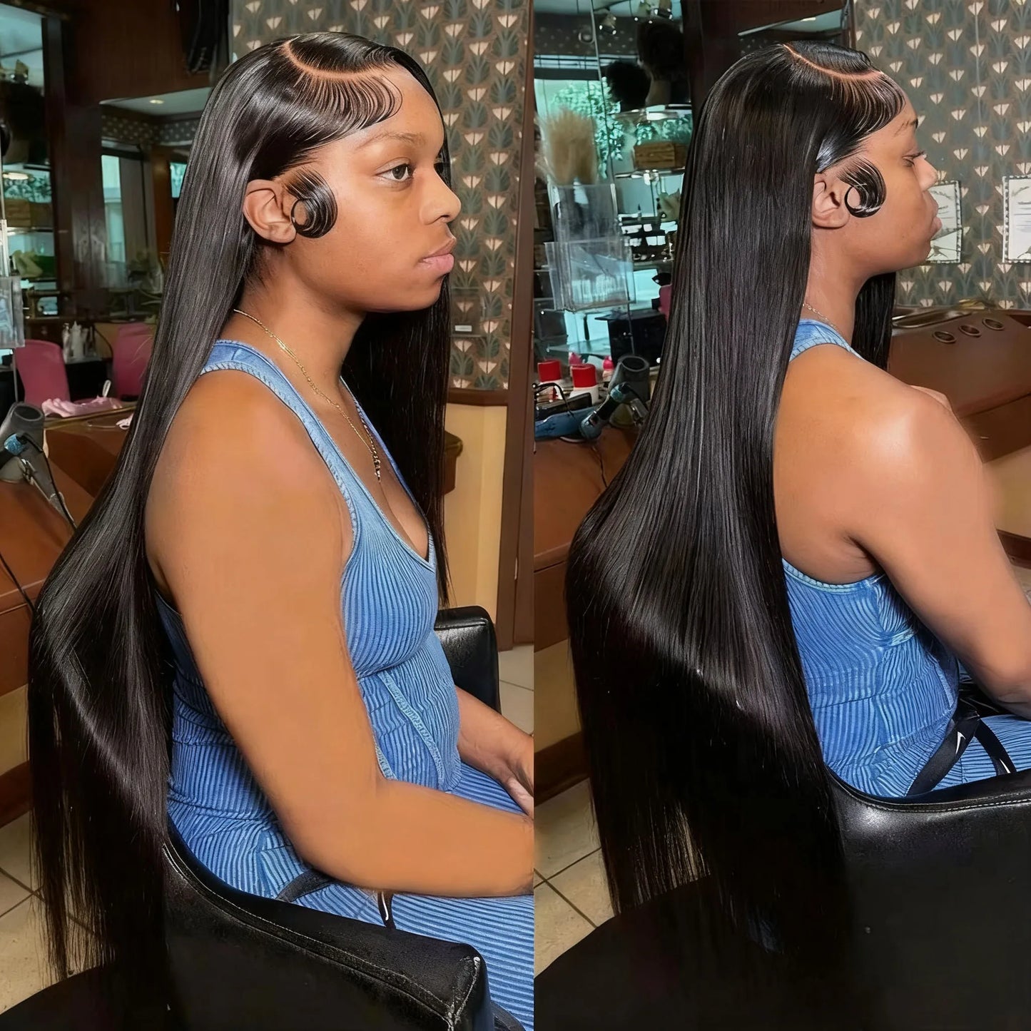 40 50 Inch Straight Human Hair Wig 13x6 HD Lace Frontal