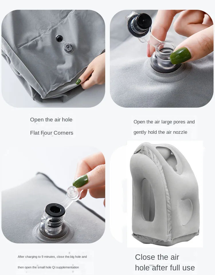 New Pattern Inflatable Travel Pillow Portable Chin Support Neck Pillow