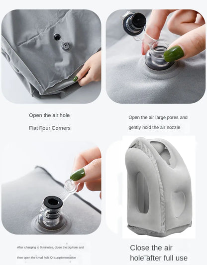 New Pattern Inflatable Travel Pillow Portable Chin Support Neck Pillow