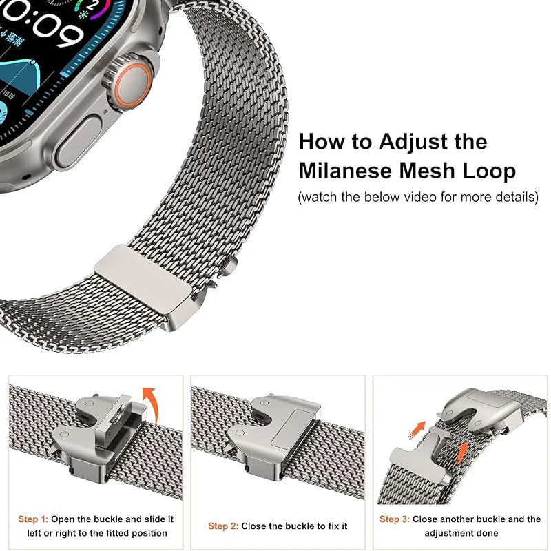 Milanese Loop Strap For Apple Watch Band Ultra 3 2 49mm