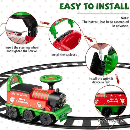 Ride-On Train with Track Children Toy Train with Lights Sounds