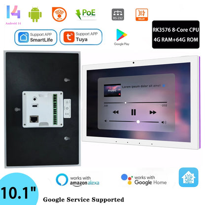 10.1 inch POE tablet wall mount android 14 smart home control panel,