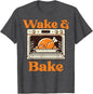 Thanksgiving Wake and Bake Funny Turkey Day Dad Men Women T-Shirt Humorous Thankful Graphic Outfit Short Sleeve Saying Tee Tops