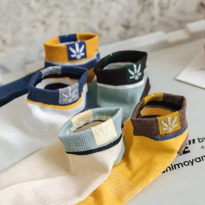 5-20 Pairs Unisex Color Block Side Label men Boat Socks Soft Comfortable Breathable Odor Proof Sports Style Casual Couple Socks